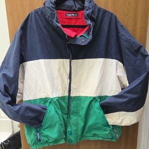 VINTAGE Nautica Blue and White Windbreaker Jacket Sporty REVERSIBLE RED XL